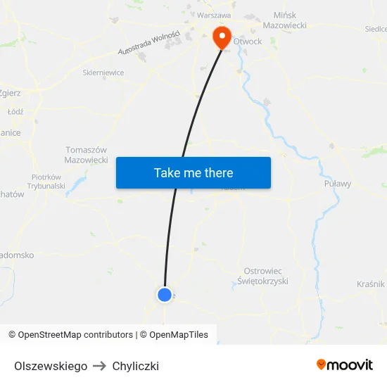 Olszewskiego to Chyliczki map
