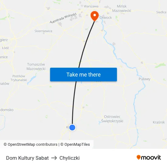 Dom Kultury Sabat to Chyliczki map