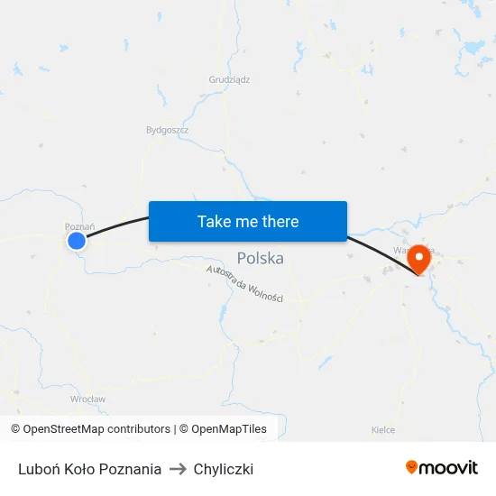 Luboń Koło Poznania to Chyliczki map