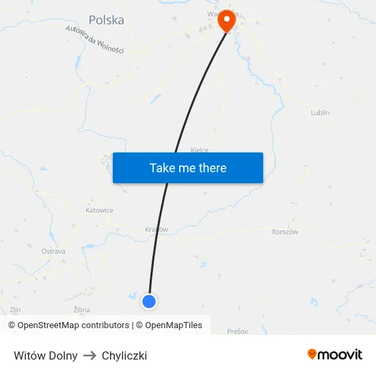 Witów Dolny to Chyliczki map
