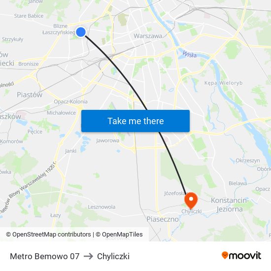 Metro Bemowo 07 to Chyliczki map