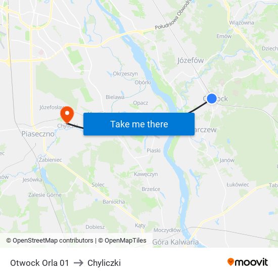 Otwock Orla 01 to Chyliczki map