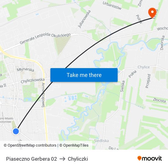 Piaseczno Gerbera 02 to Chyliczki map