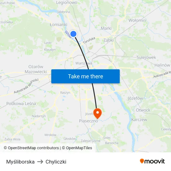 Myśliborska to Chyliczki map