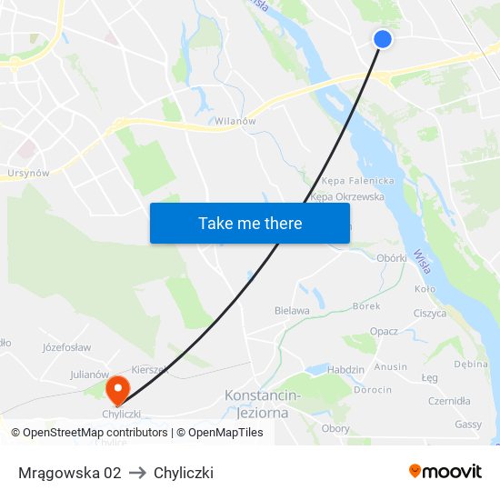 Mrągowska to Chyliczki map