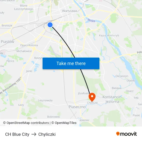 CH Blue City to Chyliczki map