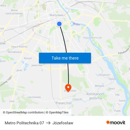 Metro Politechnika 07 to Józefosław map