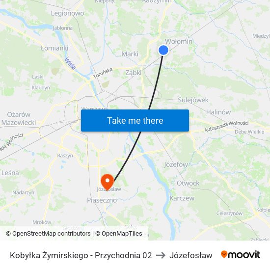 Kobyłka Żymirskiego-Przychodnia to Józefosław map