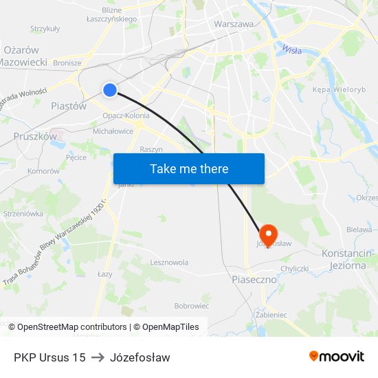 PKP Ursus 15 to Józefosław map