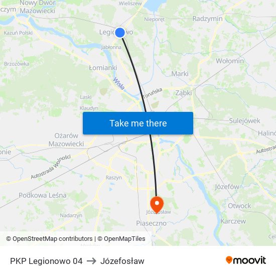 PKP Legionowo 04 to Józefosław map