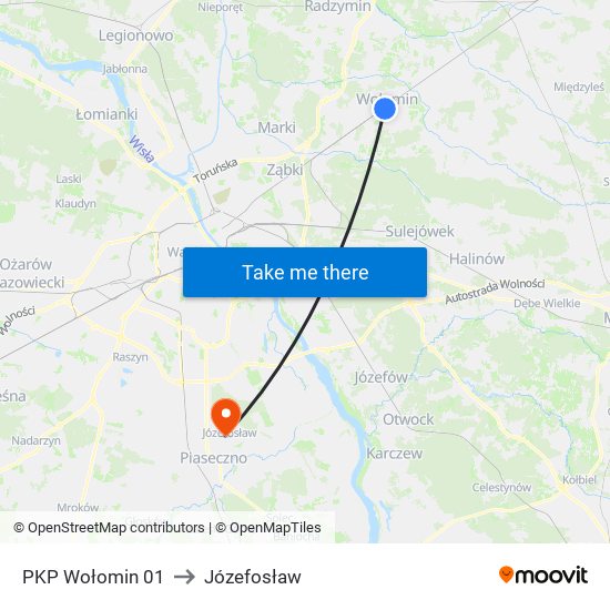 PKP Wołomin 01 to Józefosław map