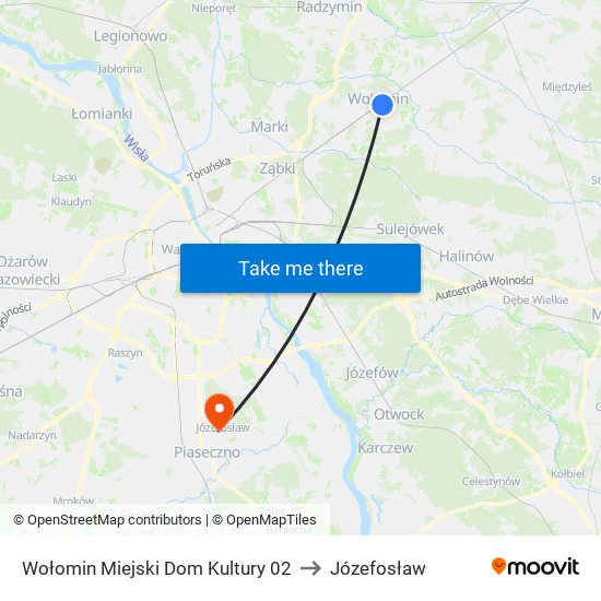 Wołomin Miejski Dom Kultury 02 to Józefosław map