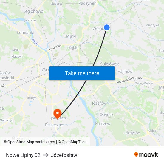 Nowe Lipiny 02 to Józefosław map