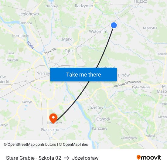 Stare Grabie - Szkoła 02 to Józefosław map