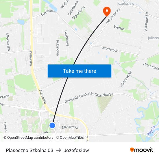 Piaseczno Szkolna 03 to Józefosław map