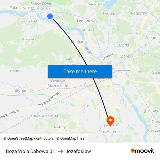 Boża Wola Dębowa to Józefosław map