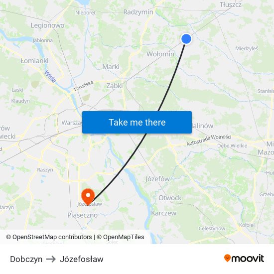 Dobczyn to Józefosław map