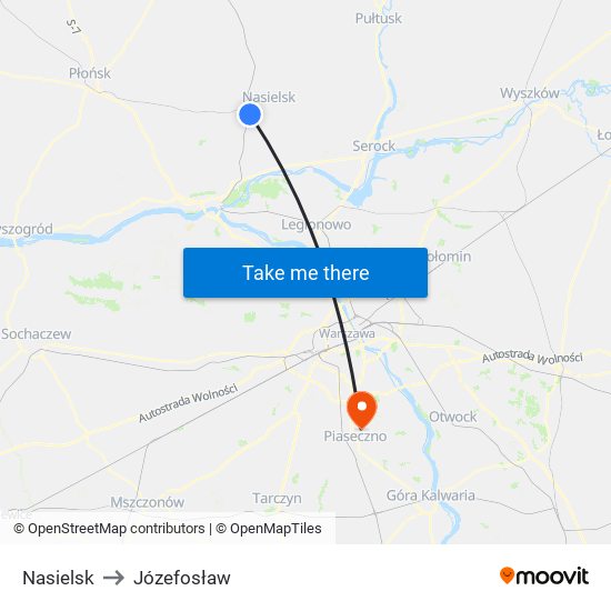 Nasielsk to Józefosław map