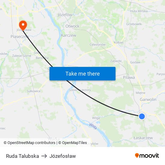 Ruda Talubska to Józefosław map