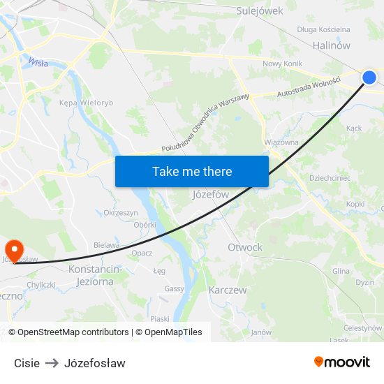 Cisie to Józefosław map