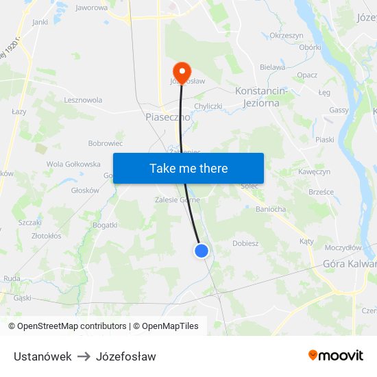 Ustanówek to Józefosław map