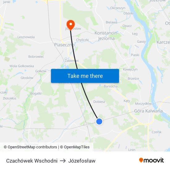 Czachówek Wschodni to Józefosław map