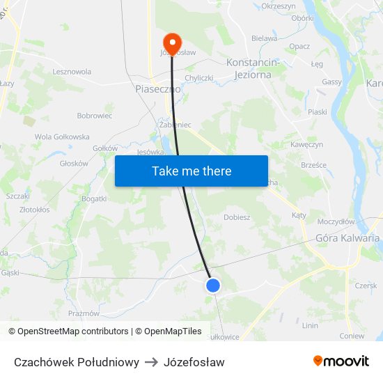 Czachówek Południowy to Józefosław map