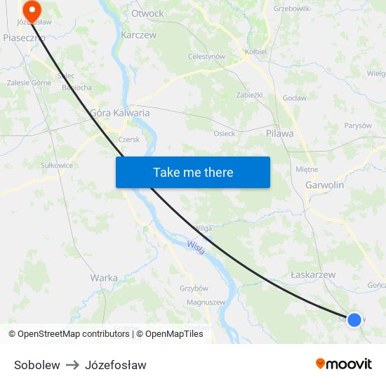 Sobolew to Józefosław map