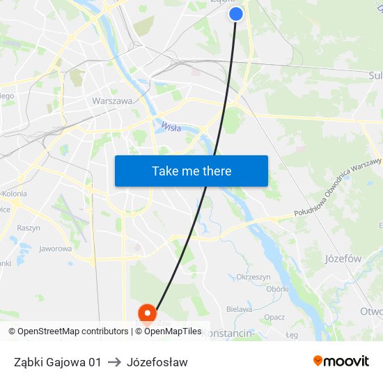 Ząbki Gajowa 01 to Józefosław map