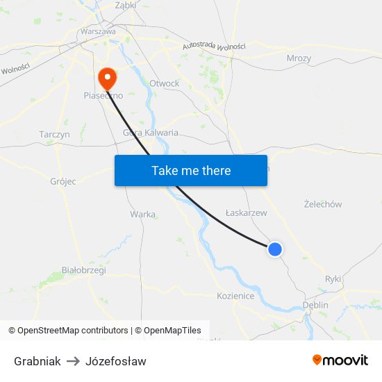 Grabniak to Józefosław map