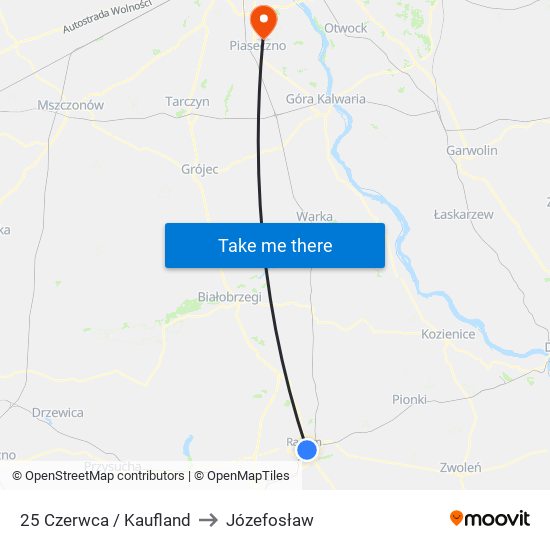 25 Czerwca / Kaufland to Józefosław map