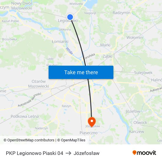 PKP Legionowo Piaski 04 to Józefosław map