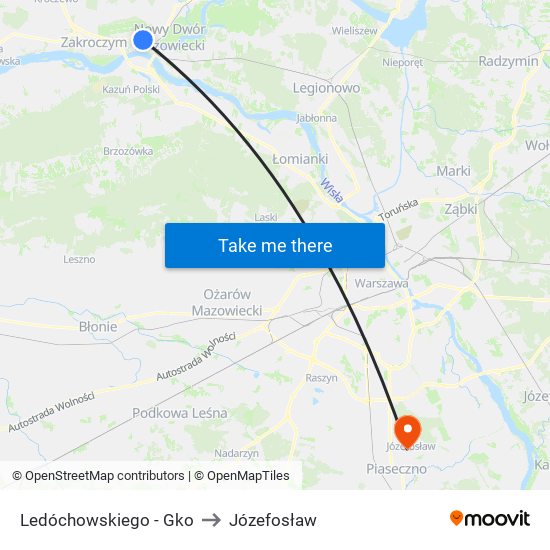 Ledóchowskiego - Gko to Józefosław map