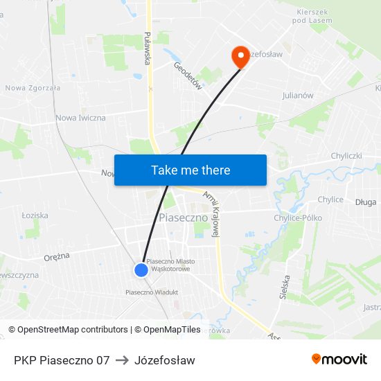 PKP Piaseczno 07 to Józefosław map