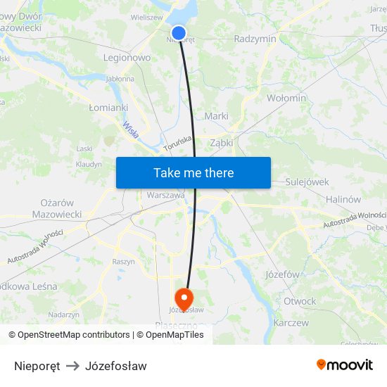 Nieporęt to Józefosław map