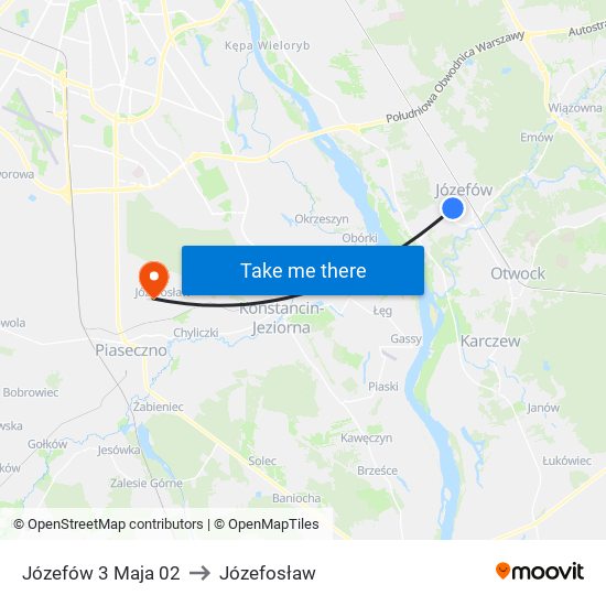 Józefów 3 Maja 02 to Józefosław map