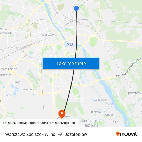 Warszawa Zacisze - Wilno to Józefosław map