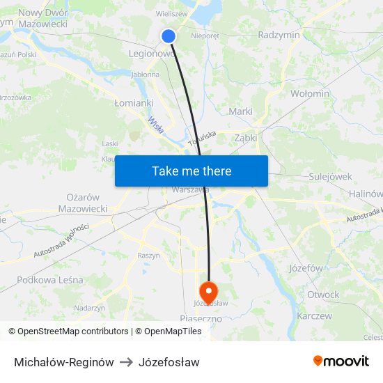 Michałów-Reginów to Józefosław map