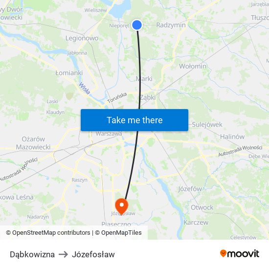 Dąbkowizna to Józefosław map