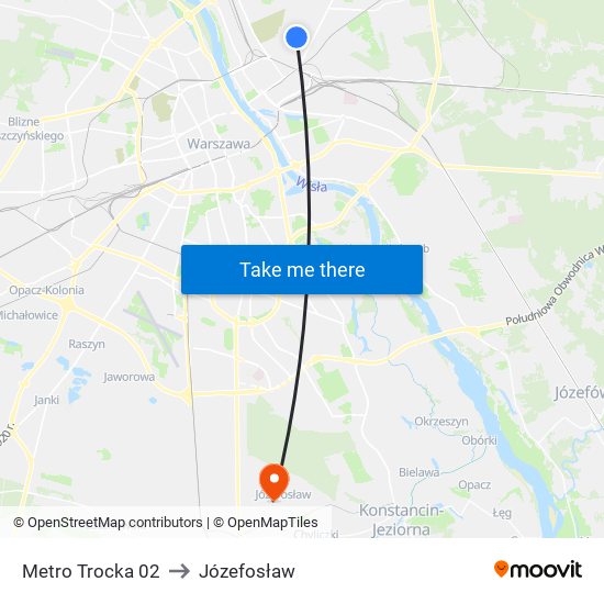 Metro Trocka 02 to Józefosław map