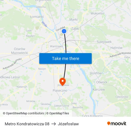 Metro Kondratowicza 08 to Józefosław map