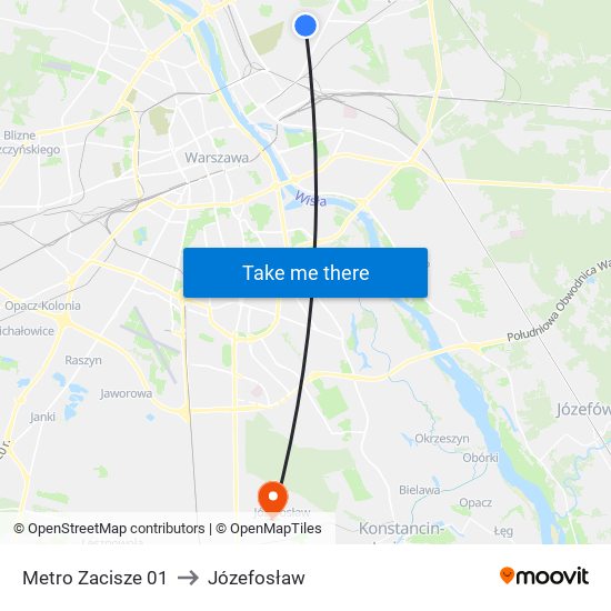 Metro Zacisze to Józefosław map