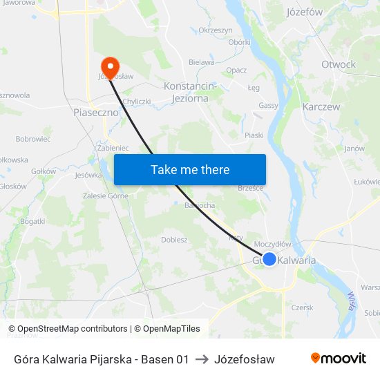 Góra Kalwaria Pijarska-Basen to Józefosław map