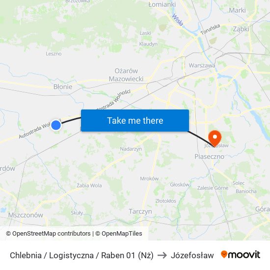 Chlebnia / Logistyczna / Raben (Nż) to Józefosław map