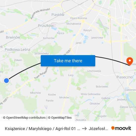 Książenice / Marylskiego / Agri-Rol 01 (Nż) to Józefosław map