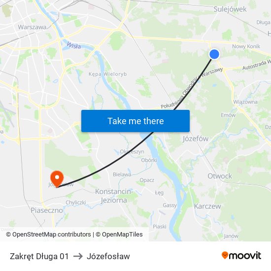 Zakręt Długa 01 to Józefosław map