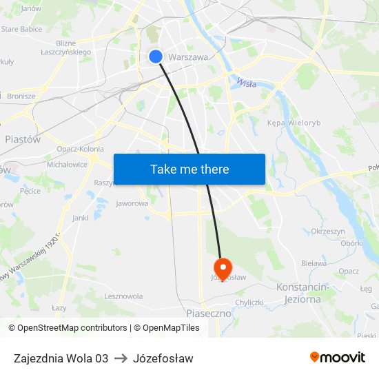 Zajezdnia Wola 03 to Józefosław map