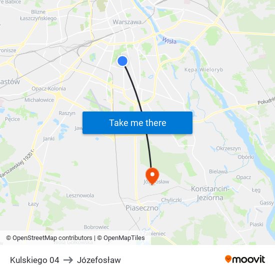 Kulskiego 04 to Józefosław map