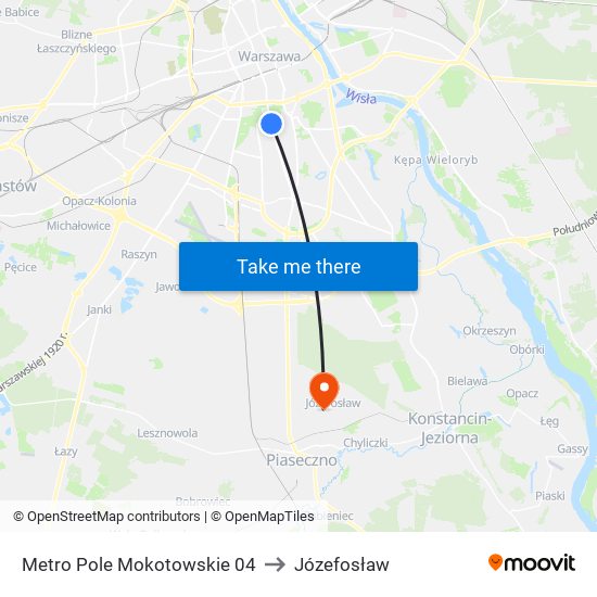 Metro Pole Mokotowskie 04 to Józefosław map