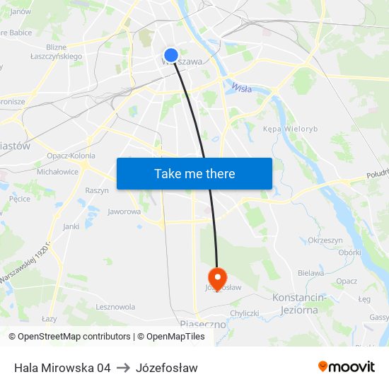 Hala Mirowska 04 to Józefosław map